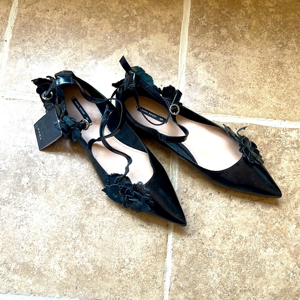 Zara Size 9 Flats Black Goth